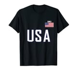 USA Flag Ski T-Shirt Pocket Nordic Alpine Skiing Top Tee T-Shirt