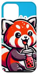 Coque pour iPhone 12 mini Panda Rouge Boisson Boba Bubble Tea Kawaii Anime Doux K Pop