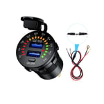 guangdong 12V 24V QC 3.0 Dual USB Car Charger Waterproof 18W USB Outlet Fast Charge with LED Voltmeter ON OFF Switch Power Cable