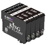 KING OF FLASH Compatible Printer Ink Cartridges For Epson T0807 - Epson Stylus RX560, RX585, RX685, R265, R285, R360, PX650, PX50, PX700W, PX710W, PX800FW, PX810FW, P50 Printers (4 Black)