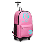 Kono Children's Rolling Backpacks Anime Luminous Rucksack with Wheels Waterproof Trolly Cabin Bag 25L Laptop Backpack for Teens Boys Girls (Pink)