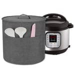 Luxja Dust Cover for Instant Pot Duo 6 Litre, Cover with Pockets for Pressure King Pro 6 Litre and Extra Accessories, Grey