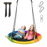 COSTWAY Nest Swing, Hanging Tree Swing Seat with Length Adjustable Rope, Soft Seating, Kids Swing Set for Indoor Garden Playground, 150/300kg Capacity (Round)