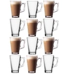 LETTUCE EAT ® Set of 12 Latte Glasses Tea Coffee Cappuccino Glass Cups HOT Drink Mugs Free Spoons (Fits Tassimo & Dolce Gusto)