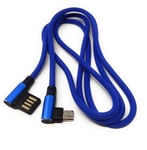 System-S Câble Micro USB coudé vers la Gauche vers USB réversible Type A 2.0 en Bleu 98 cm