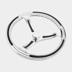 Schmitt Båtratt motorbåt Primus SS, rostfritt stål, Ø343 mm, med nav, passar 3/4" (19 mm) rattaxel, silver