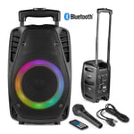 Portable PA Speaker System with Mic, Bluetooth, Party Lights, Built-in Battery