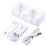 Fjärrkontroll Dubbel Laddningsdocka Station+ 2 batterier för Wii Gamepad, Laddare med LED-lampa Vit