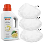 3 x Cloths Covers Pads + Detergent for LOGIK L15SMW12 L15SC12 Steam Cleaner Mop