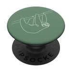 Sage Green Sloth Minimalistic Line Art PopSockets Swappable PopGrip