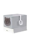 Hooded Odors Resistant Cat Litter Box-Grey
