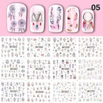 12pcs Nail Stickers Butterfly Flower Transfer Water Decals 05
