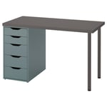 IKEA - LAGKAPTEN / ALEX Työpöytä, Tummanharmaa/harmaanturkoosi, 120x60 cm
