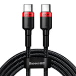 Baseus Cafule Flash 100W USB-C til USB-C Kabel - 2 meter - Svart /Rød