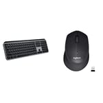 Logitech MX Keys Advanced Wireless Illuminated Keyboard for Mac, Grey & M330 SILENT PLUS Wireless Mouse, Black