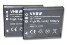 vhbw 2x Batteries compatible avec Ricoh WG-50, WG-6, WG-60, WG-70 appareil photo digital reflex APRN (600mAh, 3,6V, Li-ion)