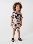 River Island Mini Mini Boys Leaf Print Shirt Set - Black, Black, Size Age: 4-5 Years