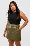 Womens Plus Croc Pu Mini Skirt - Green - 24, Green