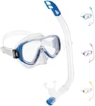 Cressi Kids Ondina Vip Jr-Mask & Snorkel-Snorkeling Combo Set (Made in Italy), Clear/Blue