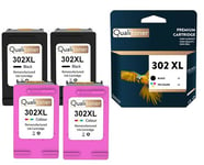 QUALITONER - 4 Cartouche compatible pour HP 302 XL (x2) + 302CL XL (x2) 302XL (x2) + 302CLXL (x2) Noir + Couleur pour HP DeskJet 2130 2134 3630 3630 S