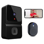 Video Door Bells  WiFi Video Doorbell with Camera Black Plastic P3J39853