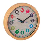 Relaxdays Horloge Murale pour Enfants, diamètre 30 cm, Apprendre à Lire l’Heure, Fille ou garçon, Pendule, Multicolore