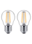 Philips LED-glödlampa Classic Mini-ball 4.3W/827 (40W) Clear 2-pack E27