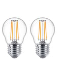 Philips LED-glödlampa Classic Mini-ball 4.3W/827 (40W) Clear 2-pack E27