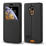 Ulefone Armor X7 Case, Wood Grain Leather Case with Card Holder and Window, Magnetic Flip Cover for Ulefone Armor X7 Pro