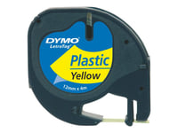 DYMO LetraTAG - Ruban plastique - jaune - Rouleau (1,2 cm x 4 m) 1 rouleau(x) - pour LetraTag LT-100H, LT-100T, QX50, XR