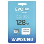 Genuine Samsung Evo Plus 128GB MicroSDXC Card with Adapter, V30, A2, U3, UK Sell