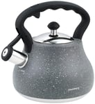 Whistling Kettle Grey Marble Whistle Kettle for Gas hob/Induction/All hob Stove top Kettle 2.7 L
