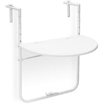 Relaxdays - Table de balcon pliante pliable appoint table suspendue rabattable bastian rotin hauteur réglable l x p: 60 x 40 cm, blanc