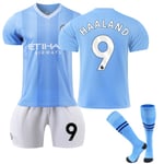 Manchester City Hemma Fotbollskläder Barn 2023-2024 Nr 9 Haaland Vuxen Barn Fotbollströjor Nya Fotbollskläder 22