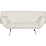 Beliani - Canapé-lit en Tissu Blanc Cuir pu Pratique Durable avec Dossier et Accoudoirs Réglables Idéal pour un Salon Moderne Argenté