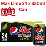 Pepsi Max Lime 24 x 330ml Can Sugar-free Fizzy Drink Free Shipping UK Party