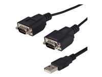 StarTech.com FTDI USB till seriell RS232-kabeladapter med 2 portar och COM-retention - Seriell adapter - USB - RS-232 x 2 - svart