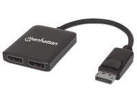 Manhattan 207768, DisplayPort, 2x DisplayPort, 3840 x 2160 piksler, Sort, Plast, 4K Ultra HD