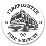 Awesome Vinyl Stickers (Set of 2) 7.5cm (bw) - Firefighter Fire & Rescue Truck Fun Decals for Laptops,Tablets,Luggage,Scrap Booking,Fridges,Cool Gift #35039