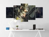 Canvas Painting Pictures Anime Game Nier Automata Poster Yorha 2b Katana 5 panel artwork Large poster for living room modular Modern Wall Decor Framed 150x80cm Gift idea for friends Ready To Hang