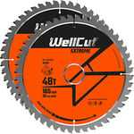 WellCut TCT Saw Blade 165mm x 48T x 20mm Bore For DSS610,DSS611,DCS391 Pack of 2