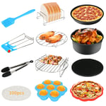 115Pcs Air Fryer Accessories, Bestcool Airfryer Kit 8'' Actifry Air Fryer of 4.2QT-6.8QT-UP with Non-stick Cake Pan, Silicone Mat, Pizza Tray Suitable for Healthy Eating