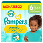 Pampers Premium Protection , storlek 6 Extra Large , 13kg+, månadsbox (1x 144 blöjor)