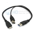Autre Câble USB 3.0 A mâle vers Micro mâle 3 Y, haute qualité, alimentation supplémentaire pour disque dur Mobile 2.5 ""60cm Nipseyteko