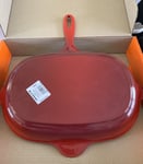 Le Creuset 32cm Cast Iron Oval Oblong Skillet /Griddle / Frying Pan -Cerise