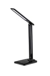 Vortex LED Desk Lamp, Eye-Caring Table Lamps, Step Less Dimmable Office or Study Lamp with USB Charging Port, Touch Control, Wireless Output Power 10W, 3 Colors Temperature Options(Black)