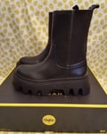 Buffalo Flora Chelsea Hi Vegan Women's Black Platform Boots - Size 7uk New Rare