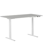 Höj och sänkbart skrivbord, digital display, vitt stativ, grå bordsskiva 160x80 cm