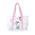 CERDÁ LIFE'S LITTLE MOMENTS Minnie Mouse Beach Bag - Zip Closure - 47 x 33 x 15 cm - Canvas Bag with Long Handles - Design Printed on Canvas - Original Product Designed in Spain