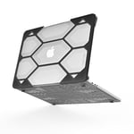 iBenzer LC-HPE-T13CL Coque de protection à clips Hexpact pour MacBook Pro 13 pouces d’Apple (2016 à 2018) avec cadre de protection en TPU, trous pour les fentes d’aération, structure en nid d’abeille, pieds antidérapants – Transparent